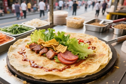 一個路邊攤的雜糧煎餅